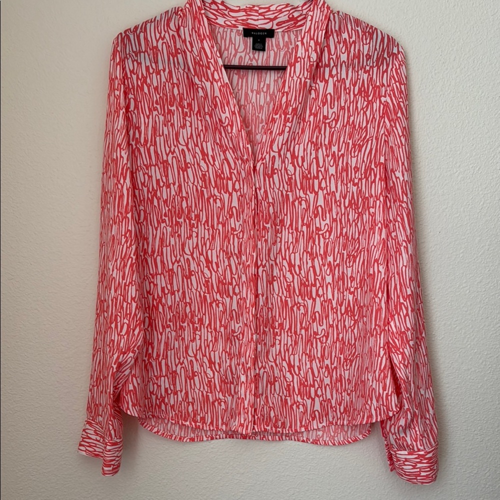 Halogen V Neck Button Down Blouse - image 1